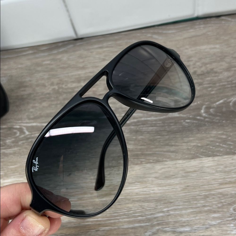 Ray-Ban Black Frame Sunglasses with Gradient Gray Lenses - Picture 7 of 8